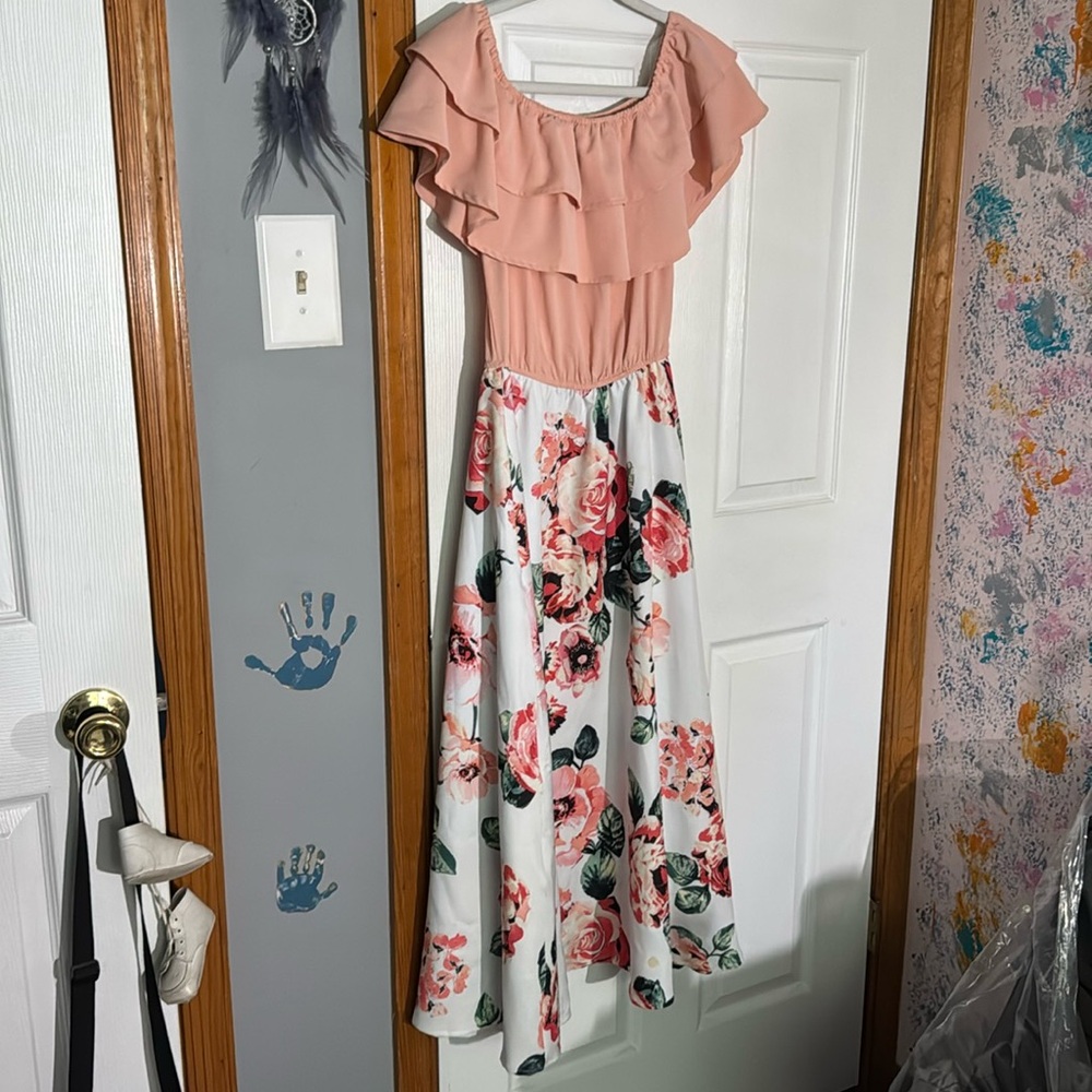 Peach Floral Maxi Dress